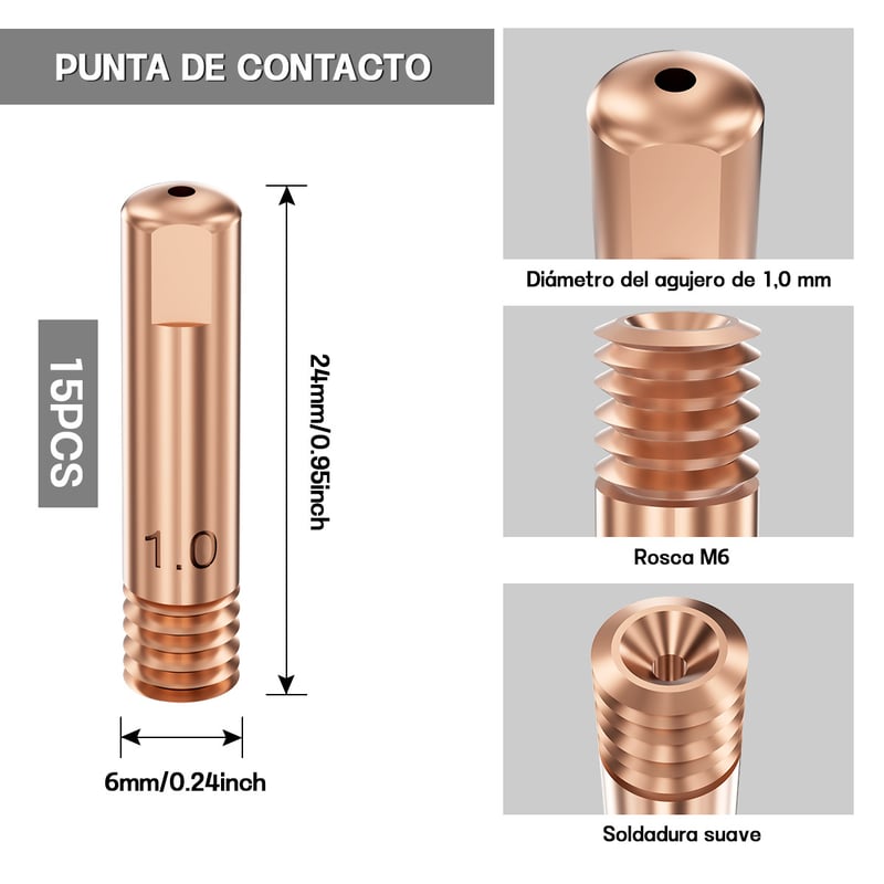 25pcs Punta Boquilla 1.0 Contacto Soldadura Para 15ak